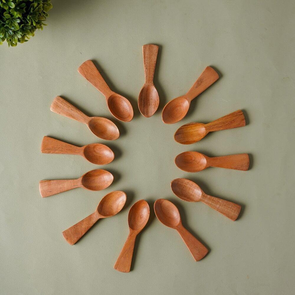 Neem Wood Condiments Spoon - Set of 12