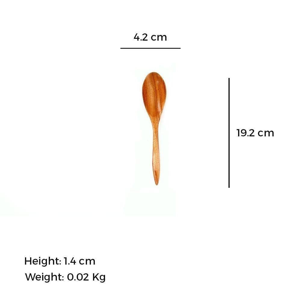 Neem Wood Serving Spoon - Set of 6 - Oval | 17 cm