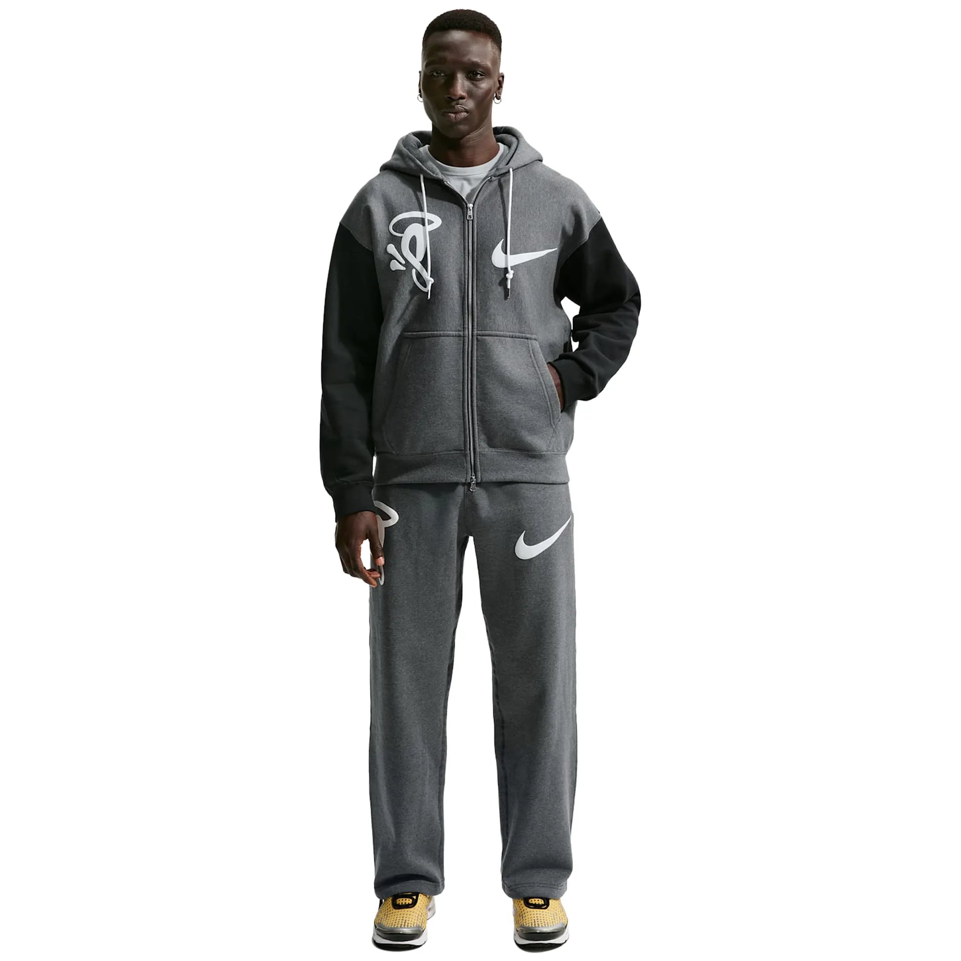 Nike Solo Swoosh x Syna World x Central Cee Fleece Grey Zip-Up Hoodie