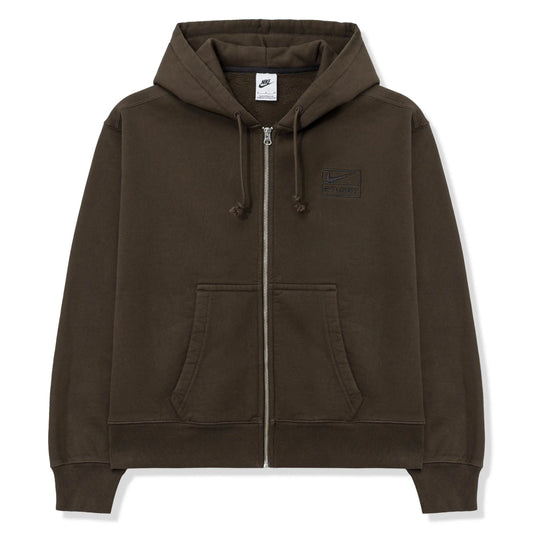 Nike x Stussy Fleece Stone Washed Dark Cinder Zip-Up Hoodie (FW25)