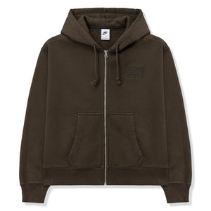Nike x Stussy Fleece Stone Washed Dark Cinder Zip-Up Hoodie (FW25)