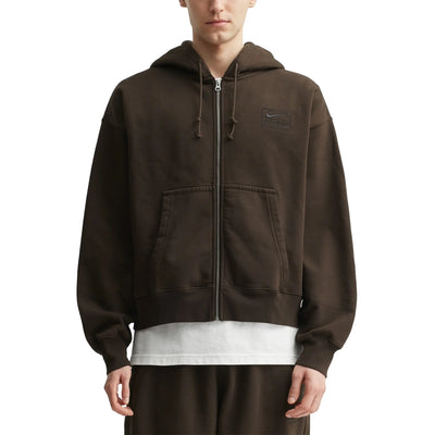 Nike x Stussy Fleece Stone Washed Dark Cinder Zip-Up Hoodie (FW25)