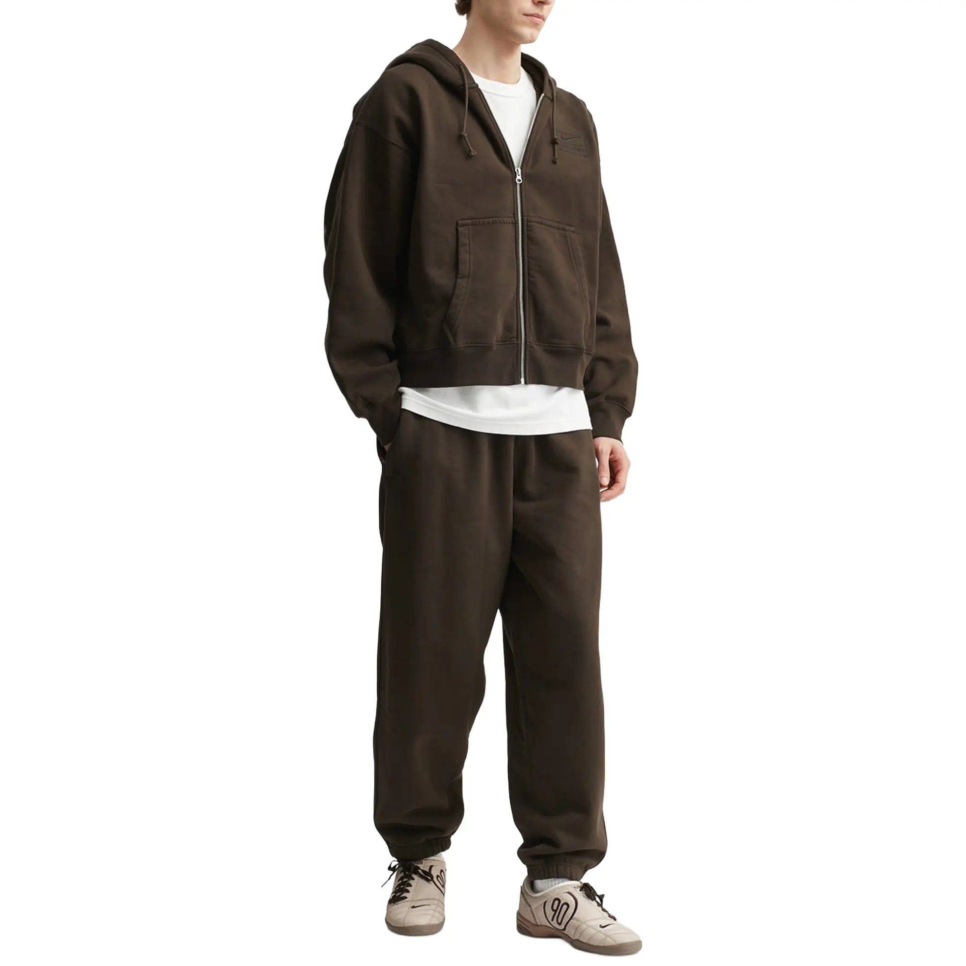 Nike x Stussy Fleece Stone Washed Dark Cinder Zip-Up Hoodie (FW25)
