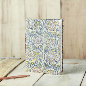 Beige - Sanganeri Fabric Cover Handmade Paper Notebook (7 x 5 in)