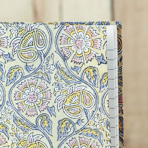 Beige - Sanganeri Fabric Cover Handmade Paper Notebook (7 x 5 in)
