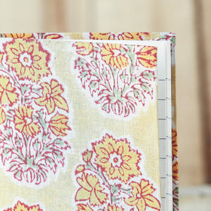 Beige - Sanganeri Fabric Cover Handmade Paper Notebook (5 x 3.5 in)