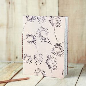Beige - Sanganeri Fabric Cover Handmade Paper Notebook (9 x 7 in)