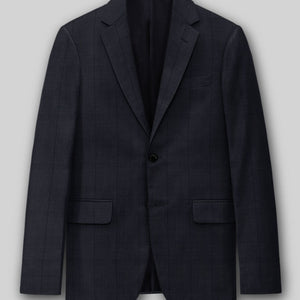 Napolean Artici Windowpane Blue Wool Jacket