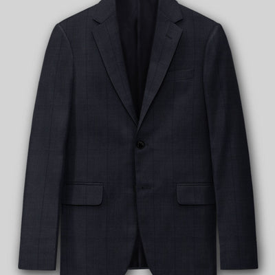 Napolean Artici Windowpane Blue Wool Jacket