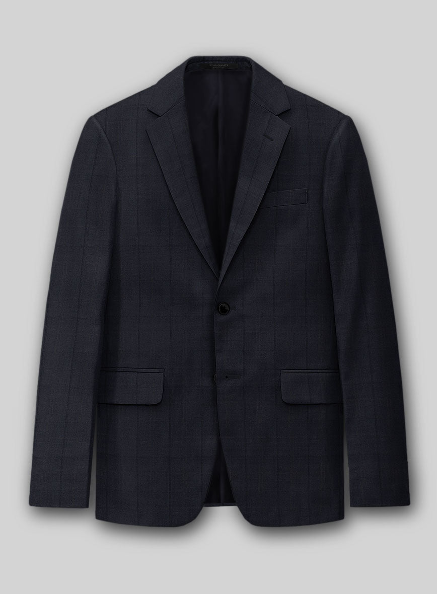 Napolean Artici Windowpane Blue Wool Jacket