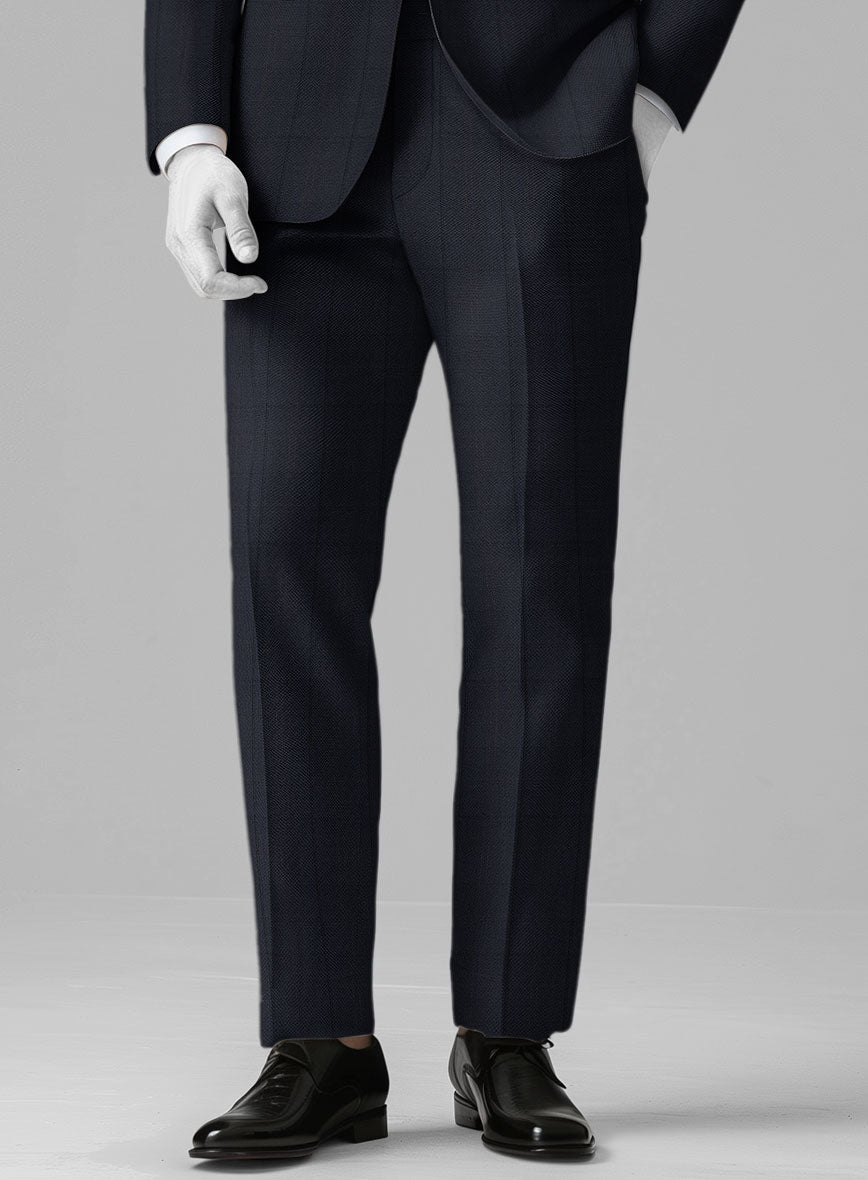 Napolean Artici Windowpane Blue Wool Pants