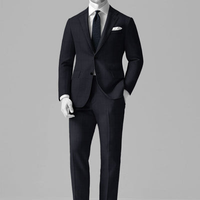 Napolean Artici Windowpane Blue Wool Suit