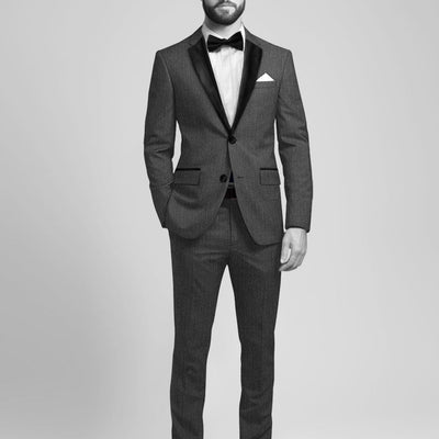 Napolean Imperial Gray Herringbone Wool Tuxedo Suit
