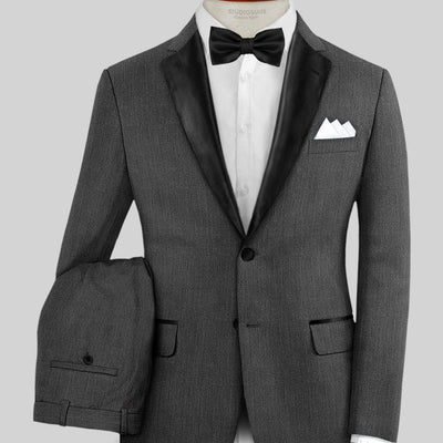 Napolean Imperial Gray Herringbone Wool Tuxedo Suit