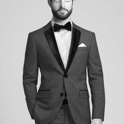 Napolean Imperial Gray Herringbone Wool Tuxedo Suit