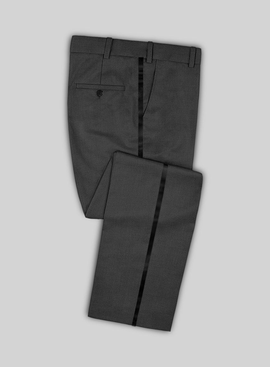Napolean Imperial Gray Herringbone Wool Tuxedo Suit