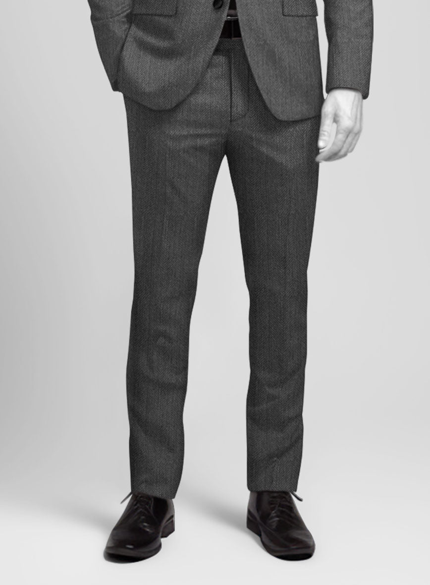 Napolean Imperial Gray Herringbone Wool Tuxedo Suit