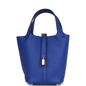 Hermès Picotin Lock 18 Bleu Royal Clemence Gold Hardware