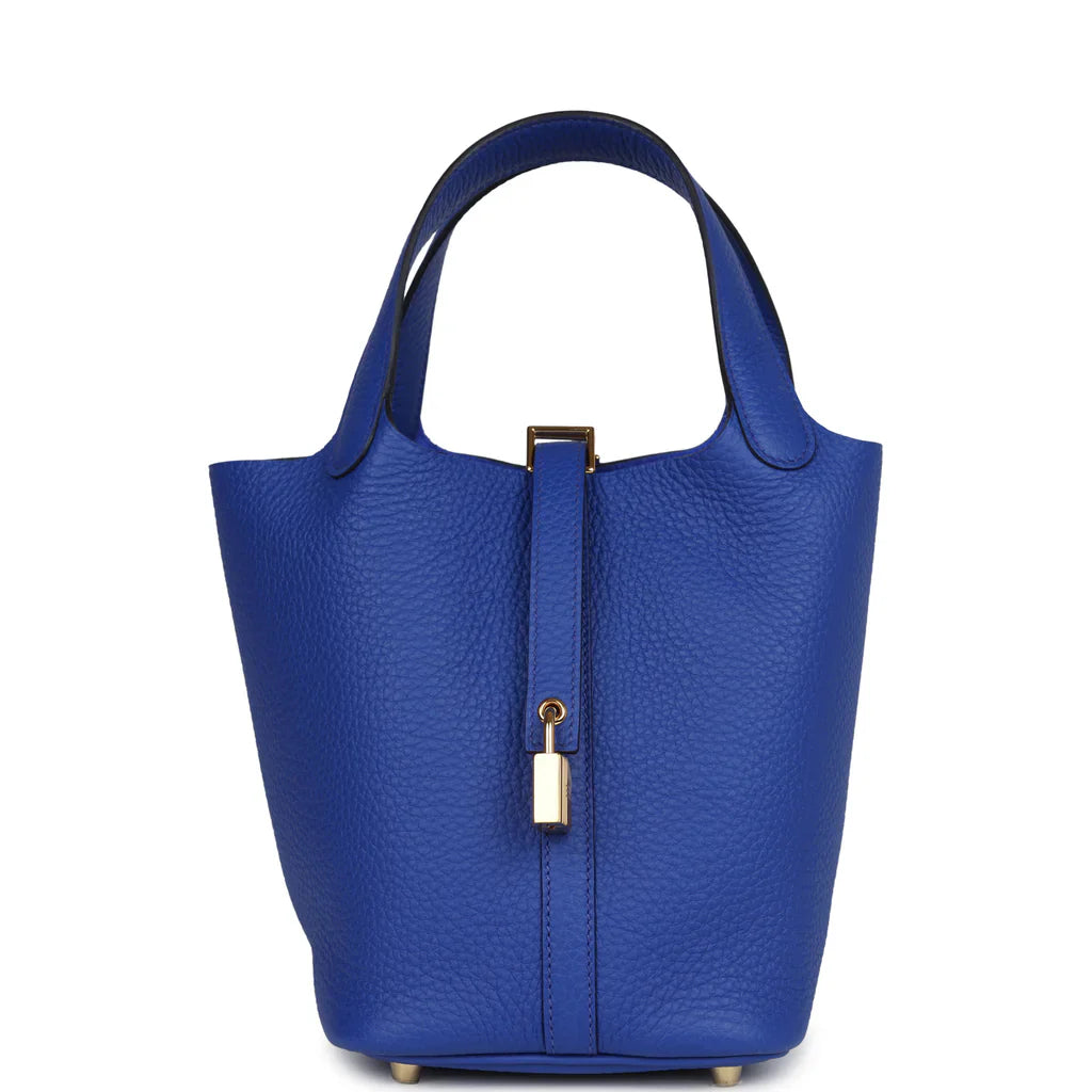 Hermès Picotin Lock 18 Bleu Royal Clemence Gold Hardware