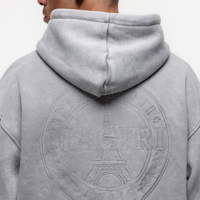 MAGIRI Embroidered Acid Washed Oatmeal Hoodie