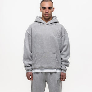 MAGIRI Embroidered Acid Washed Oatmeal Hoodie