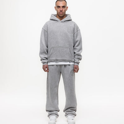 MAGIRI Embroidered Acid Washed Oatmeal Hoodie