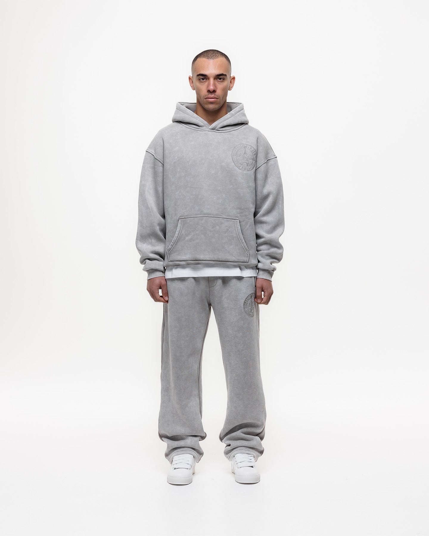 MAGIRI Embroidered Acid Washed Oatmeal Hoodie