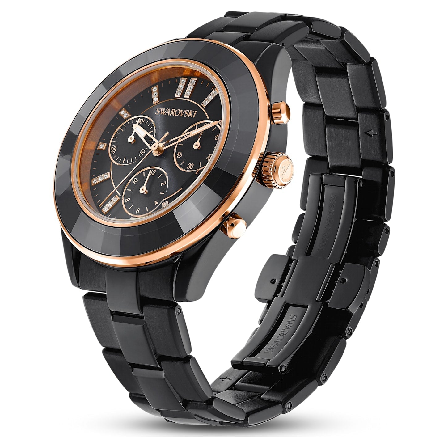 Swarovski Octea Lux Sport Women's Black Dial 39 MM & Black Chain Strap Watch