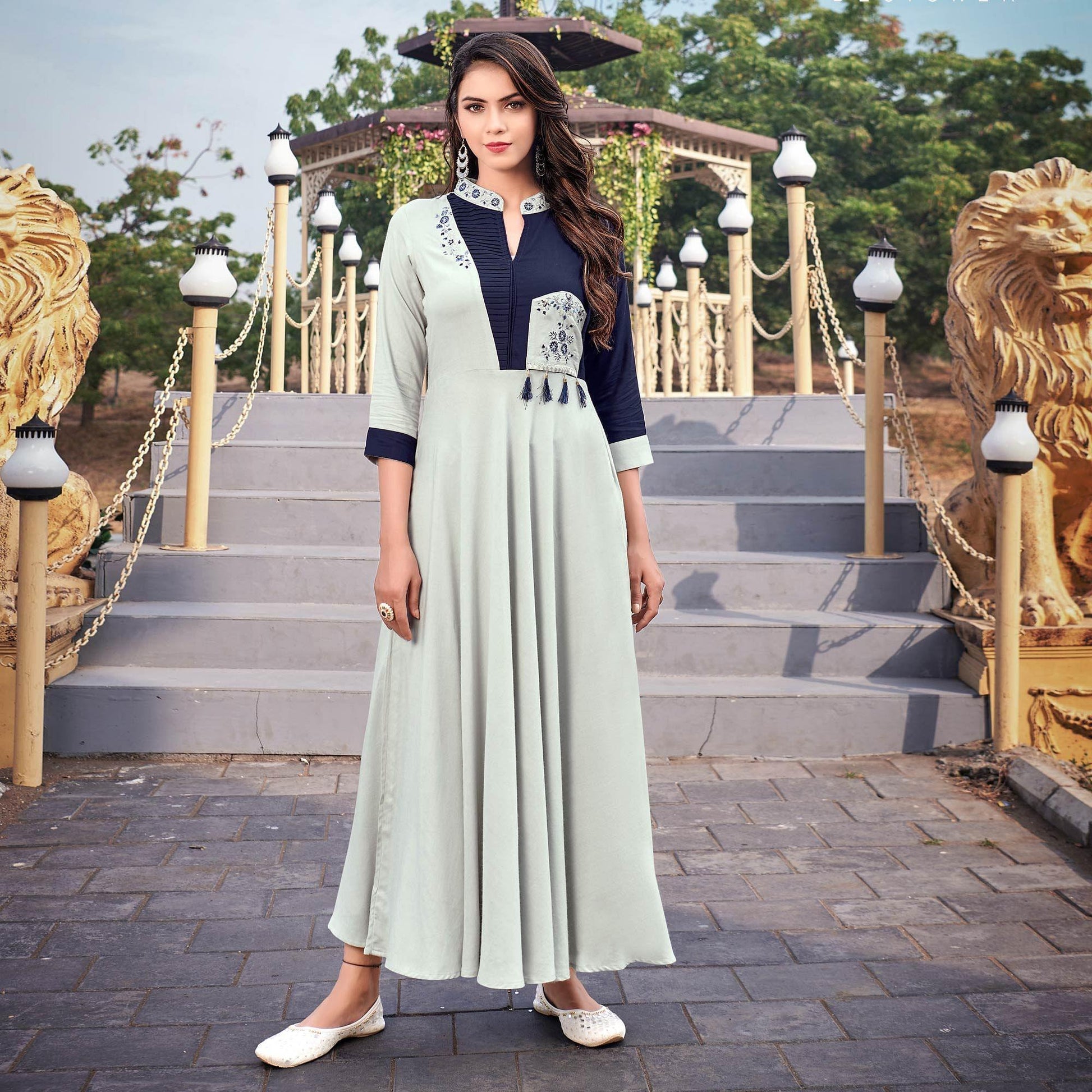 off-white-casual-wear-embroidered-rayon-gown-140741