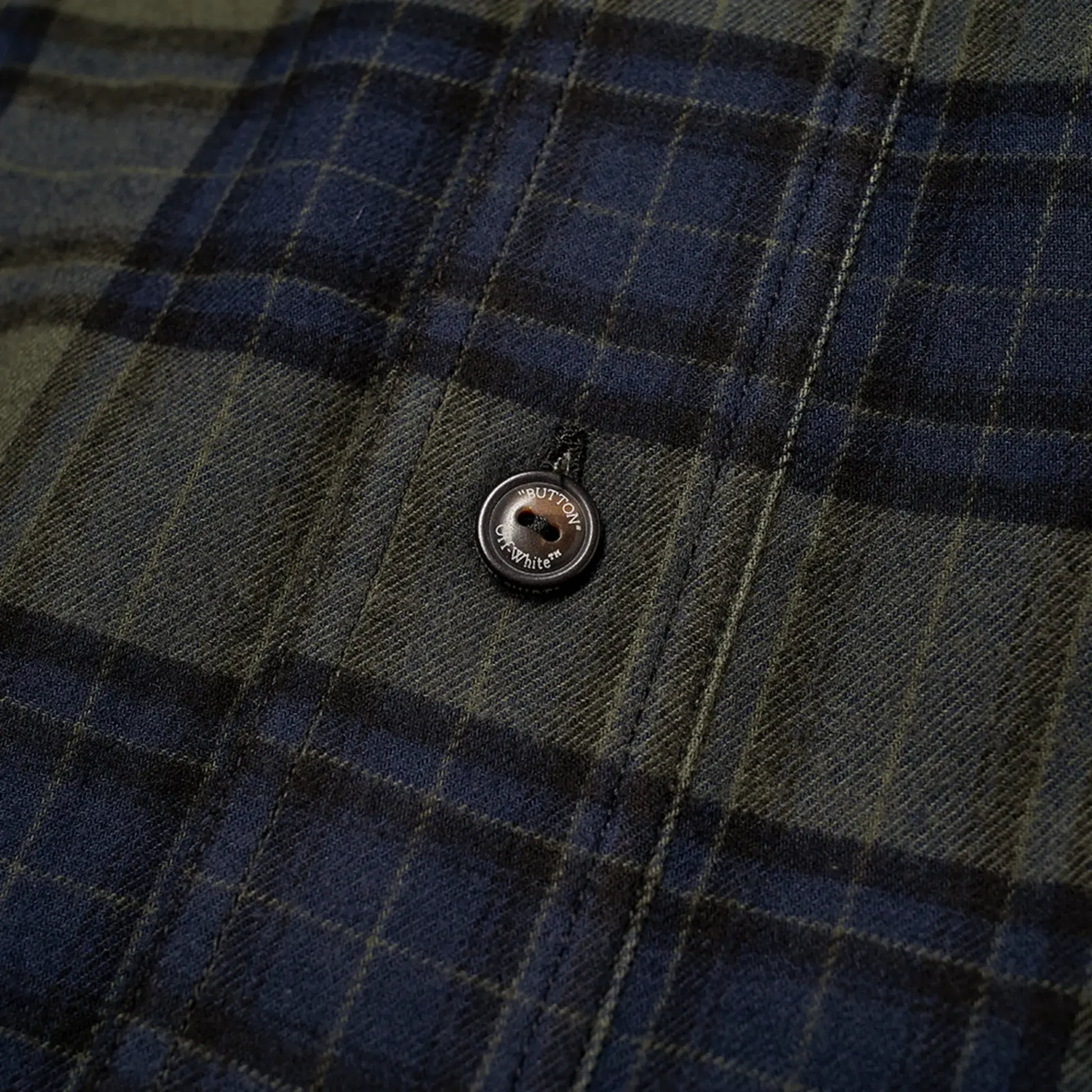Off-White Diagonal Check L/S Green Flannel Shirt