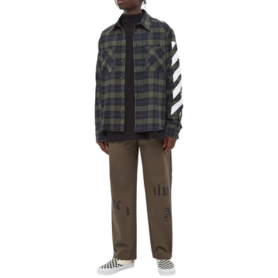 Off-White Diagonal Check L/S Green Flannel Shirt