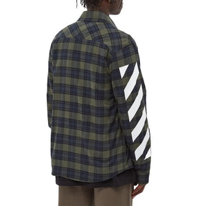 Off-White Diagonal Check L/S Green Flannel Shirt