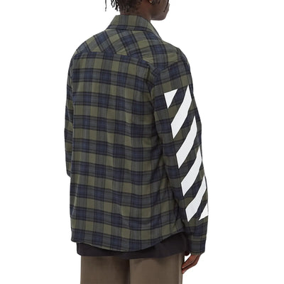Off-White Diagonal Check L/S Green Flannel Shirt