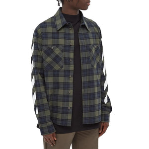 Off-White Diagonal Check L/S Green Flannel Shirt