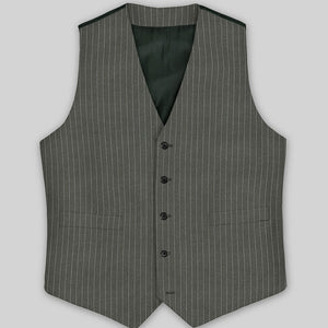 Olive Green Pinstripe Waist Coat