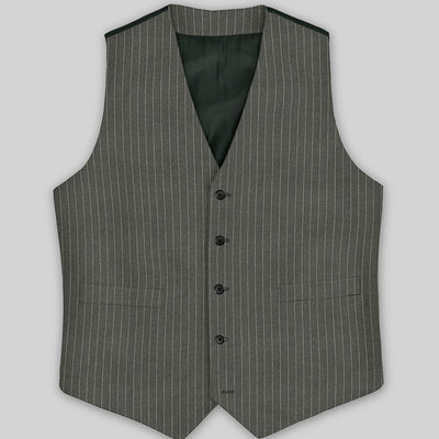 Olive Green Pinstripe Waist Coat