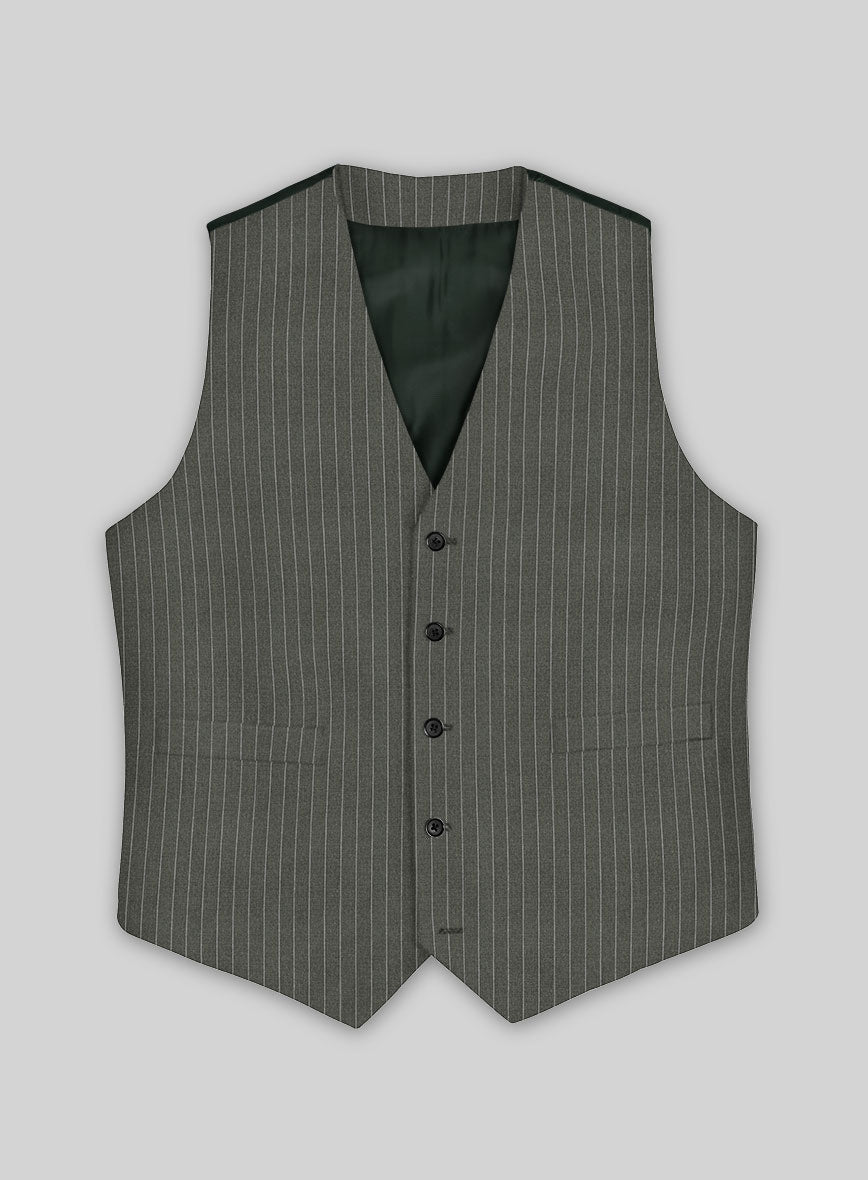 Olive Green Pinstripe Waist Coat