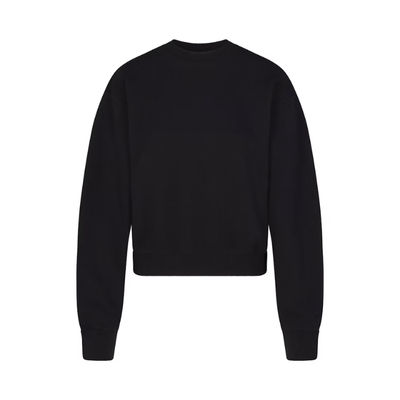 Skims Cotton Fleece Classic Crewneck Onyx