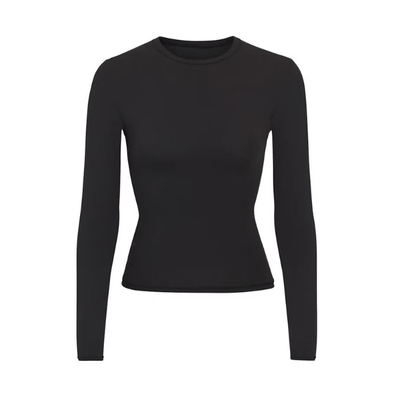 Skims Fits Everybody Long Sleeve T-Shirt Onyx