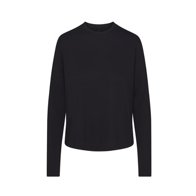Skims Relaxed Tees Long Sleeve T-Shirt Onyx
