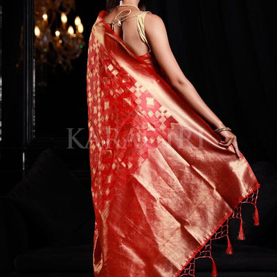 Bittersweet Peach Organza Silk Saree