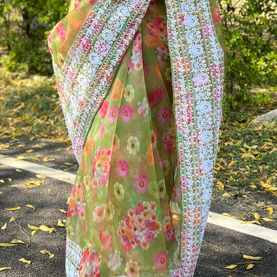 Fern Green Organza Saree