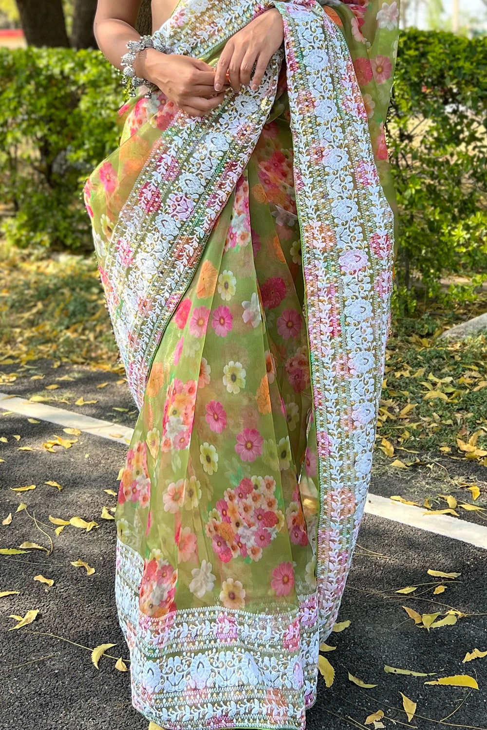 Fern Green Organza Saree