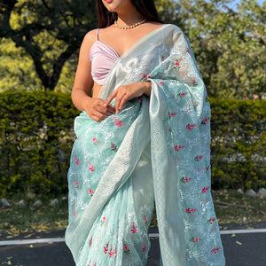 Fern Green Organza Saree