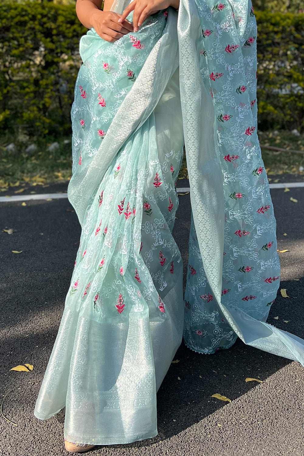Fern Green Organza Saree