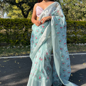Fern Green Organza Saree