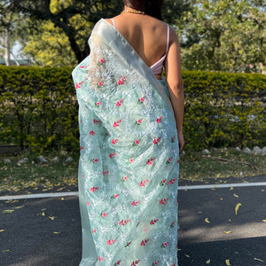 Fern Green Organza Saree