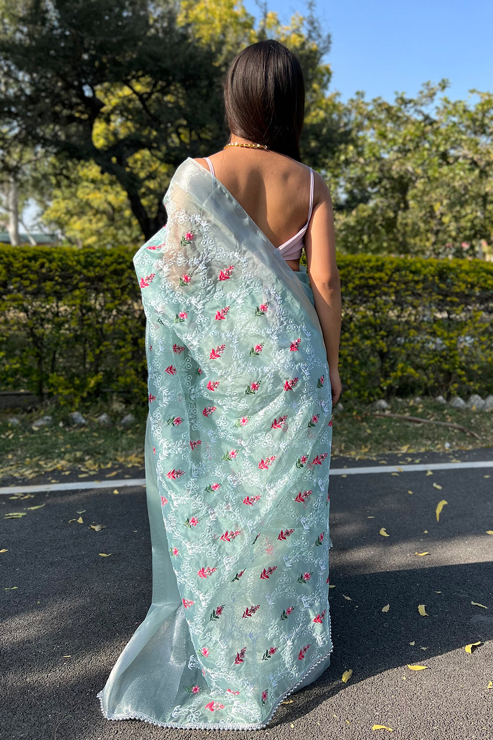 Fern Green Organza Saree