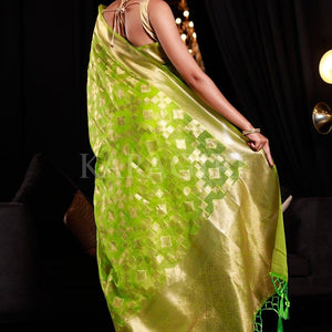 Grape Green Organza Silk Saree