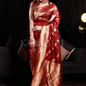 Lichi Maroon Organza Silk Saree